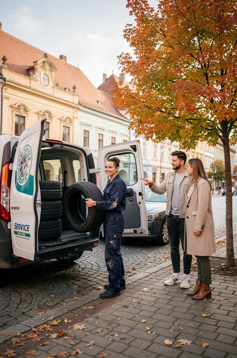 Automechanik kontroluje tlak a stav pneumatík pred ich namontovaním na vozidlo.